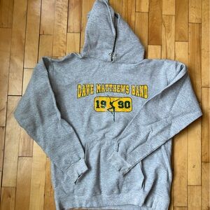 Vintage Dave Matthews Band Hoodie Hanes Gray Yellow Fire Dancer 1990’s Size S